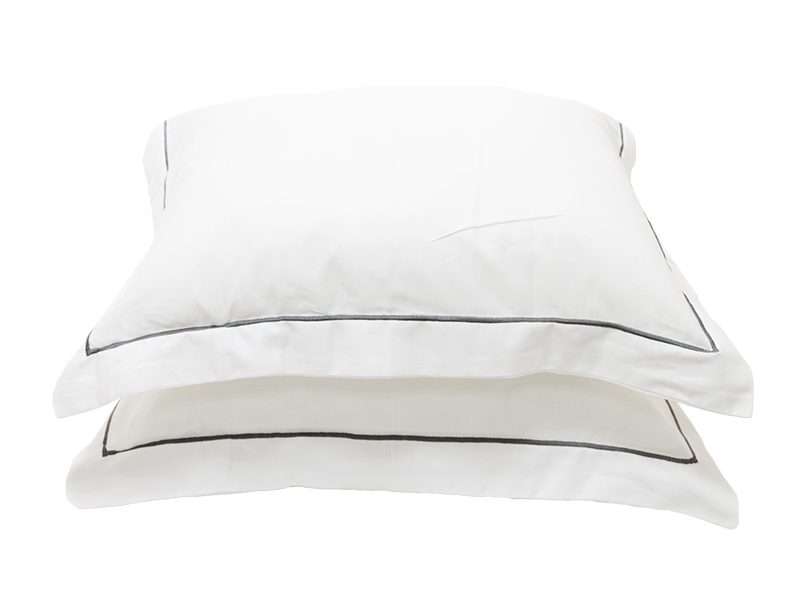 Rey's Fine Linen - Egyptian Collection - Oxford Castlerock Satin Stitch Pillow Cover Set