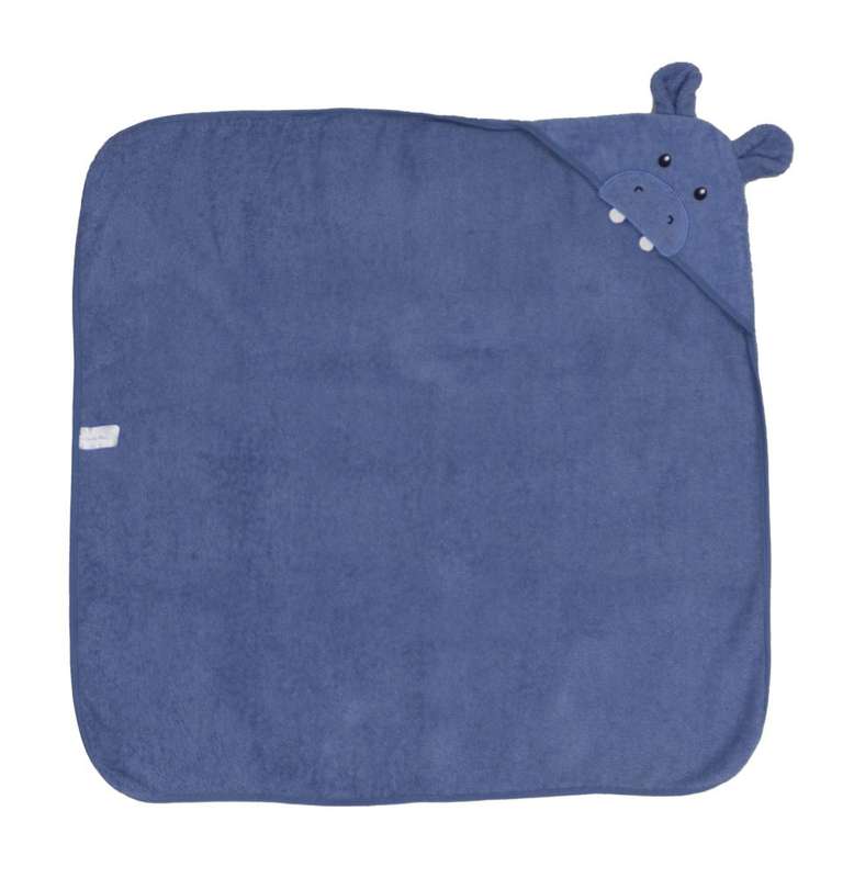 Bunty's Baby Hooded Towel - Design 013 - 090x090cms - 380GSM - 01 Pc Pack - Hippo - Faded Denim