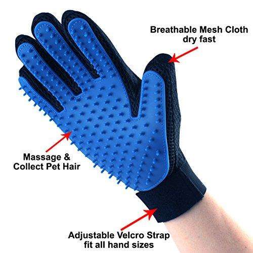 True Touch Five Finger Deshedding Glove Pet Gromming The Hair Away