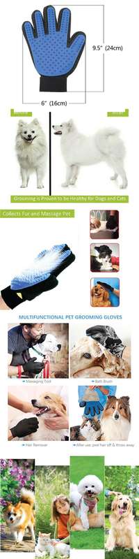 True Touch Five Finger Deshedding Glove Pet Gromming The Hair Away
