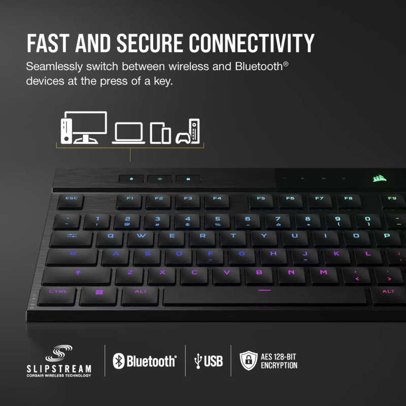 CORSAIR K100 AIR WIRELESS RGB Ultra-Thin Mechanical Gaming Keyboard - CHERRY MX Ultra Low Profile...