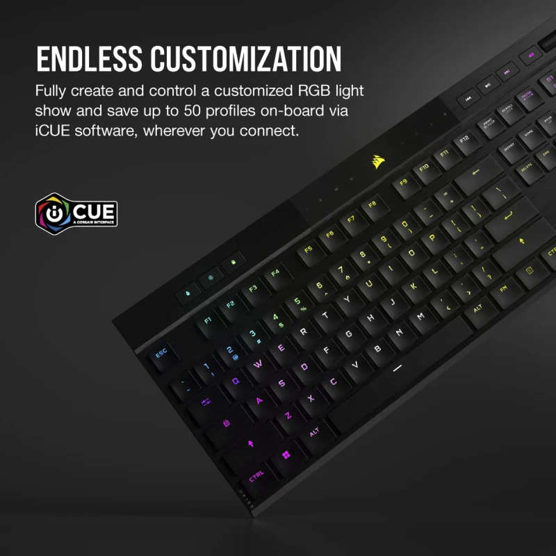 CORSAIR K100 AIR WIRELESS RGB Ultra-Thin Mechanical Gaming Keyboard - CHERRY MX Ultra Low Profile...