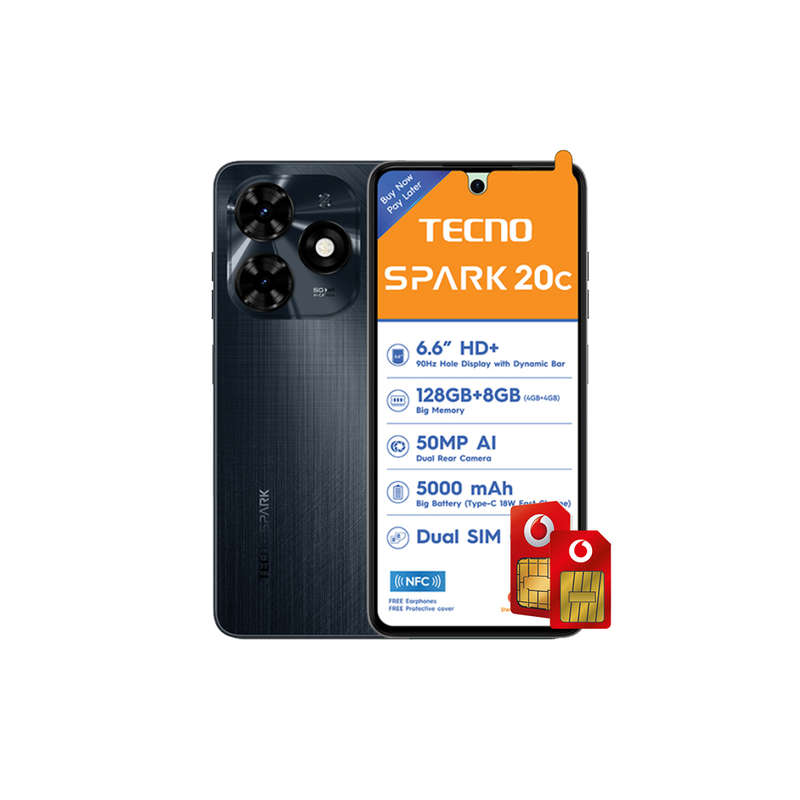 Tecno Spark 20C 4G Dual Sim 128GB - Black