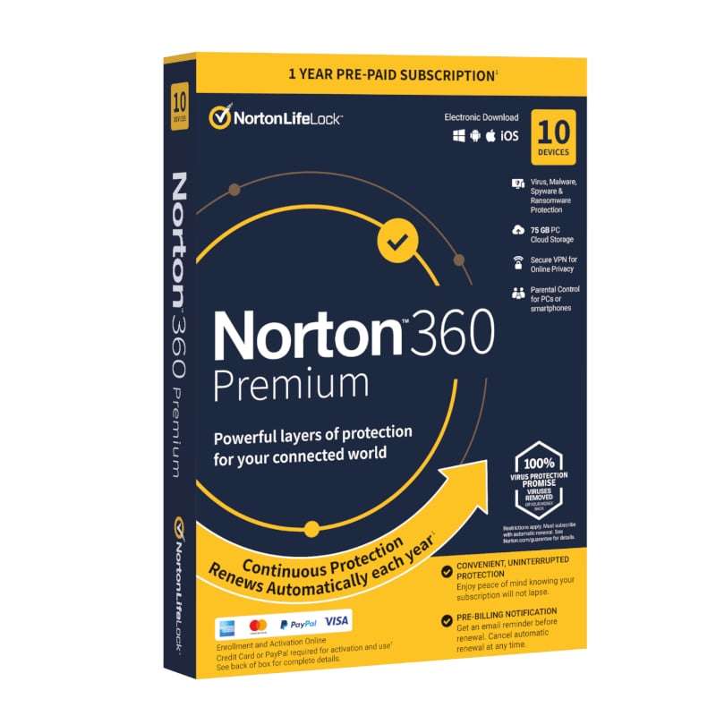 Norton 360 Premium (10 Device/Up to 75GB)