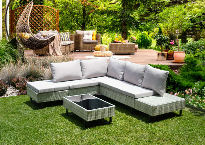 Rattan Cyprus Corner Patio Set - Grey