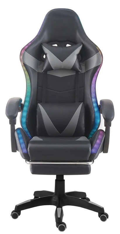 LED Lights Gaming Chair - Grey/Black