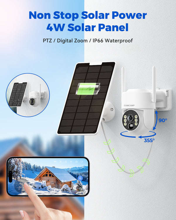 Camcamp SC44 2.5K Solar Wireless Home Security Camera System with 7 inch Touchscreen NVR Monitor