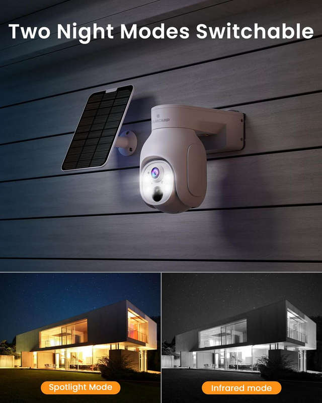 Camcamp SC23 2.5K PTZ Solar Powered Home Security Camera System with Nvr 500GB HDD