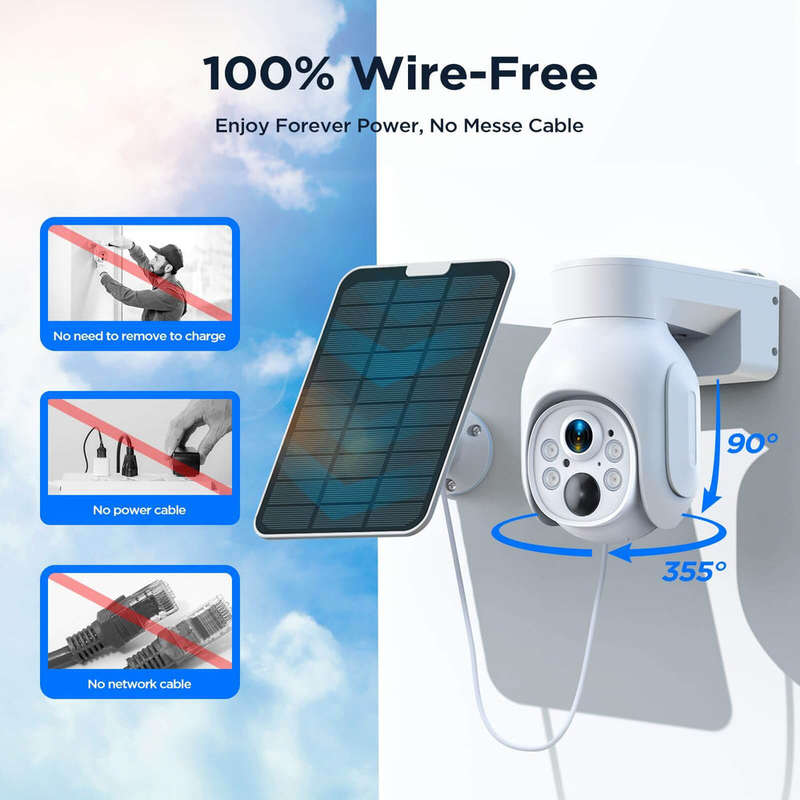 Camcamp SC23 2.5K PTZ Solar Powered Home Security Camera System with Nvr 500GB HDD