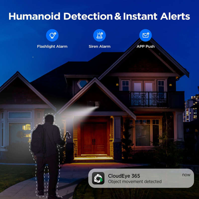 Camcamp SC23 2.5K PTZ Solar Powered Home Security Camera System with Nvr 500GB HDD