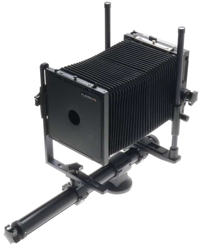 PLAUBEL 4x5 FIELD CAMERA BLACK MONORAIL WIDE ANGLE BELLOWS LENS BOARD SHIFT TILT