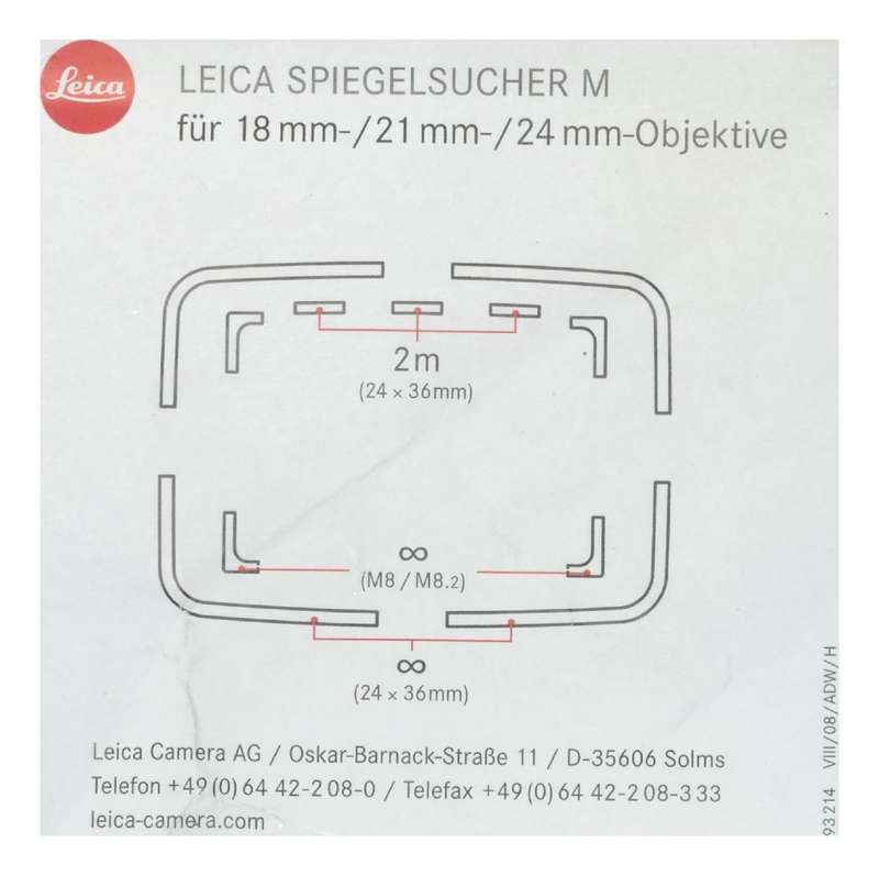 Leica bright line view finder 21mm wide angle lens black paint 12024 used