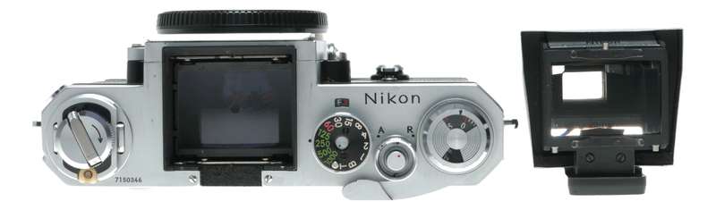 Nikon F chrome SLR vintage 35mm film camera body with manual beautiful