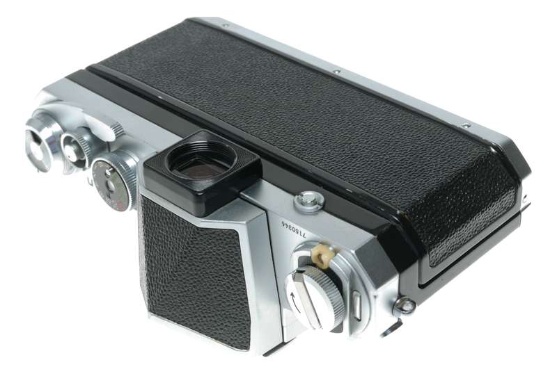 Nikon F chrome SLR vintage 35mm film camera body with manual beautiful