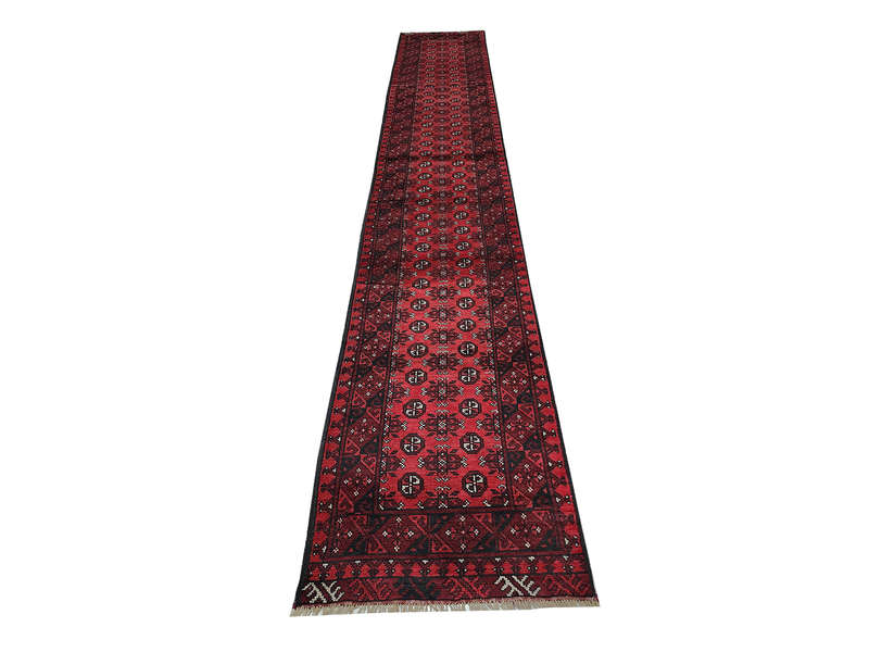 Stunning Red Afghan Bukhara Design Runner - 579 x 77 CM