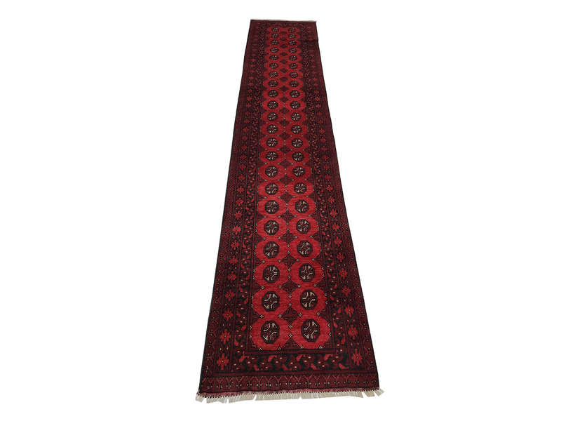 Stunning Red Afghan Carpet - 383 x 79 CM