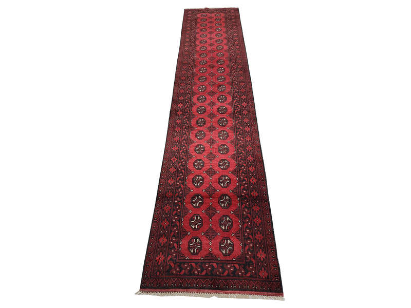 Stunning Red Afghan Carpet - 383 x 79 CM