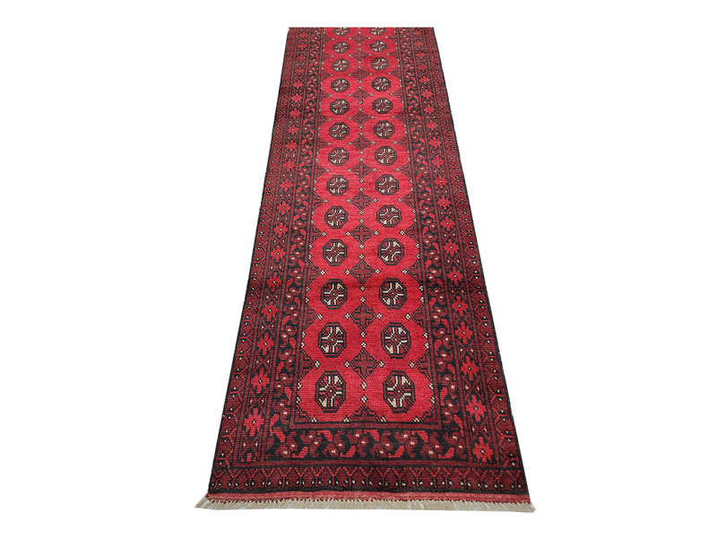 Stunning Red Afghan Carpet - 383 x 79 CM