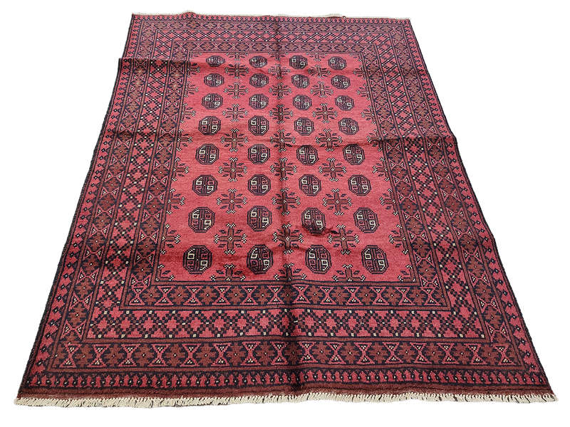 Fine Red Afghan Handmade Carpet - 199 x 150 CM