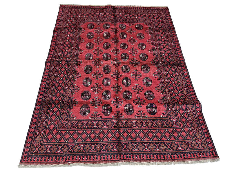 Fine Red Afghan Handmade Carpet - 199 x 150 CM