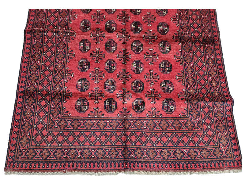 Fine Red Afghan Handmade Carpet - 199 x 150 CM