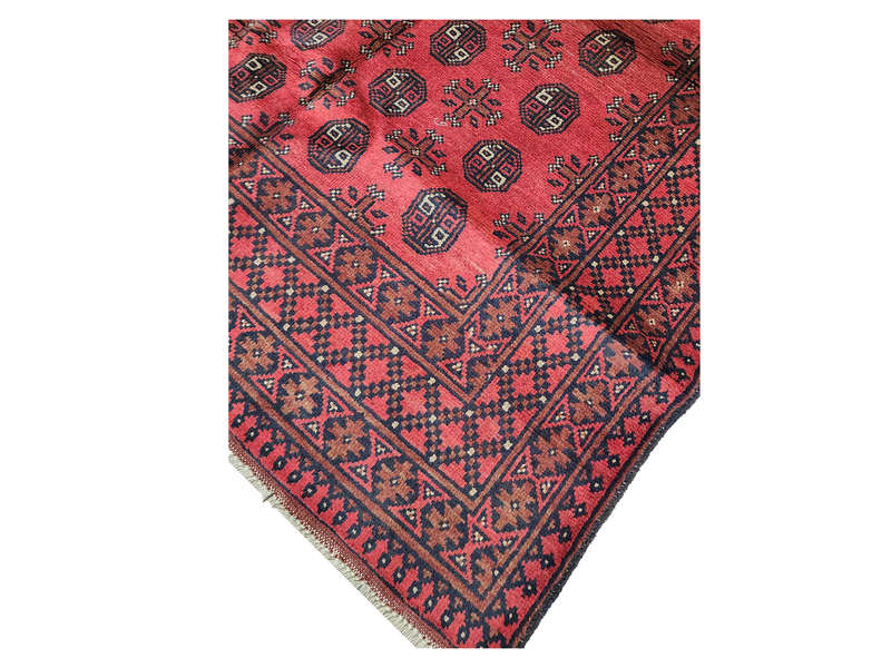 Fine Red Afghan Handmade Carpet - 199 x 150 CM