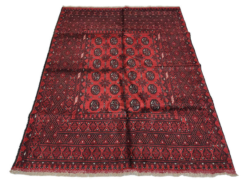 Gorgeous Red Afghan Coffee Area Carpet - 190 x 147 CM