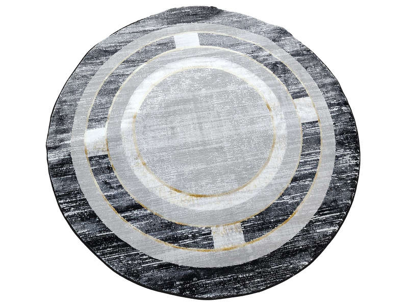 Beautiful Grey And Black Round Carpet - 160 x 160 CM
