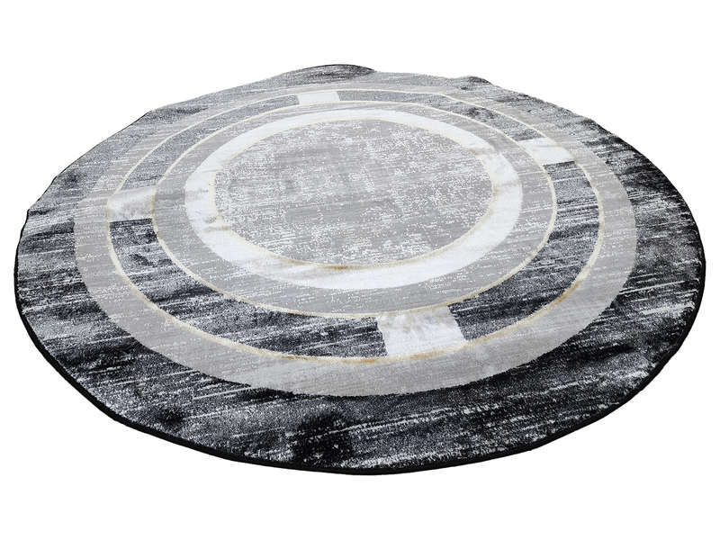Beautiful Grey And Black Round Carpet - 160 x 160 CM