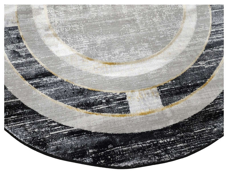 Beautiful Grey And Black Round Carpet - 160 x 160 CM