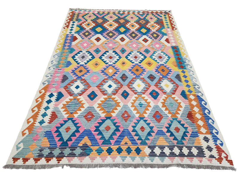 Afghan Choubi Pink Color Kilim 293 X 202 CM