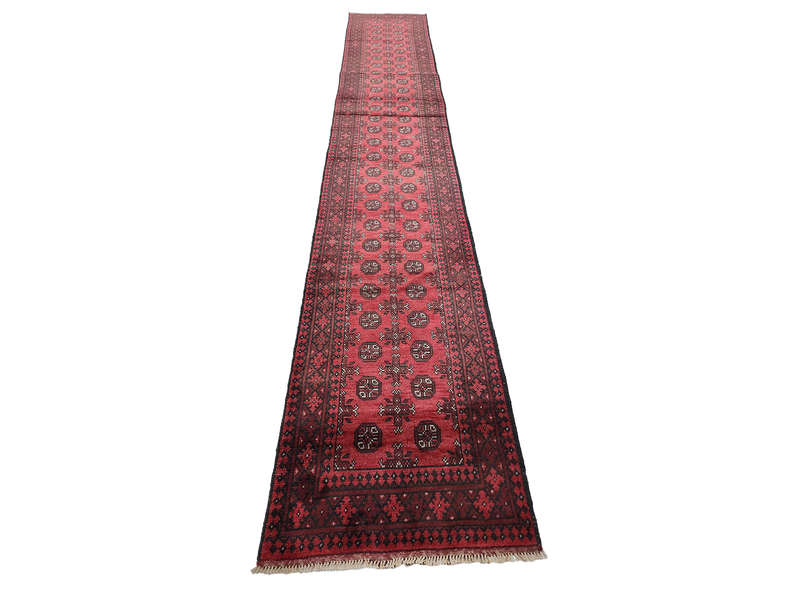 Beautiful 5M Red Afghan Handmade Runner- 481 x 76 CM