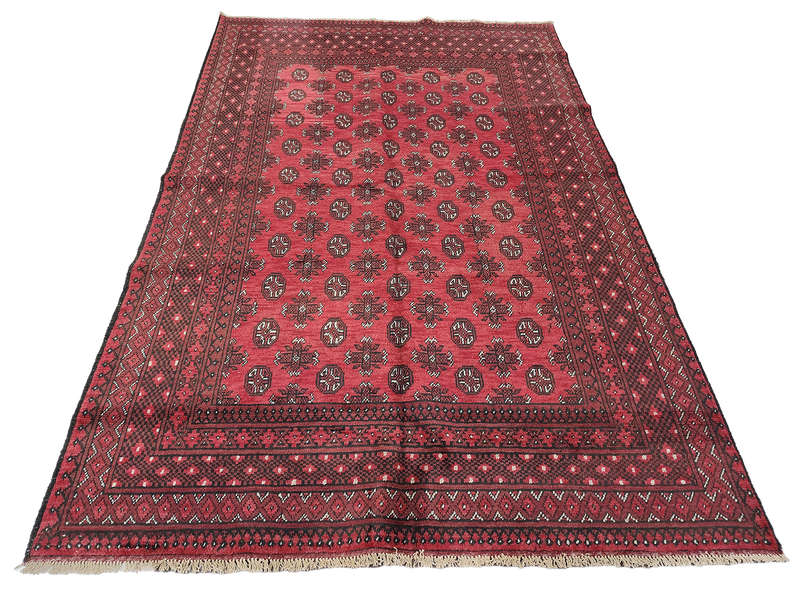 Red Afghan Handmade Carpet - 292 x 197 CM
