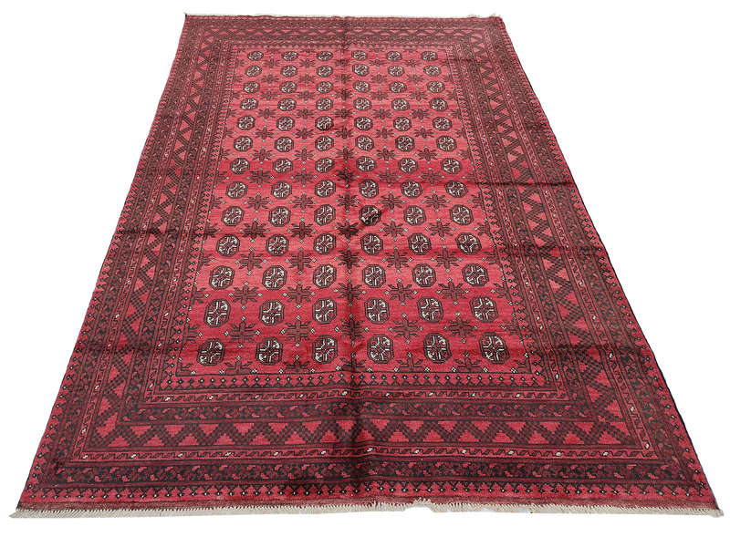 Incredible Red Afghan Handmade Carpet - 296 x 200 CM