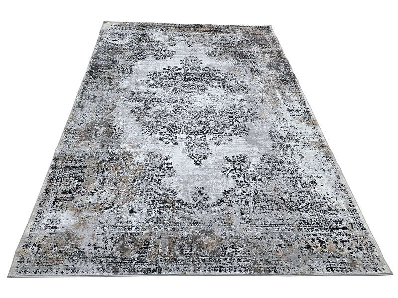 Grey, Black Vintage Style Machine Made Carpet - 230 x 160 CM