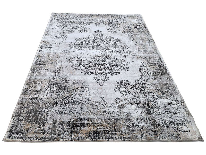 Grey, Black Vintage Style Machine Made Carpet - 230 x 160 CM