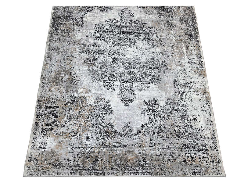 Grey, Black Vintage Style Machine Made Carpet - 230 x 160 CM