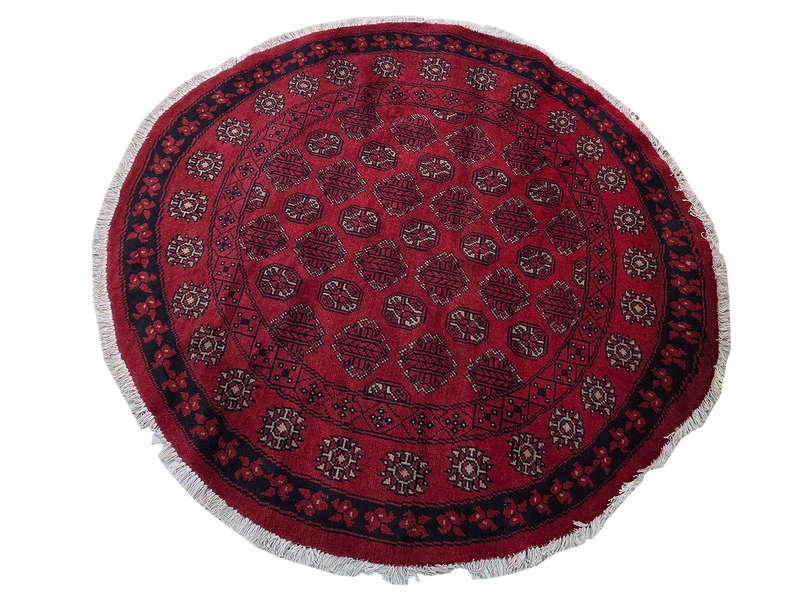 Red Afghan Handmade Round Carpet - 158 x 158 CM