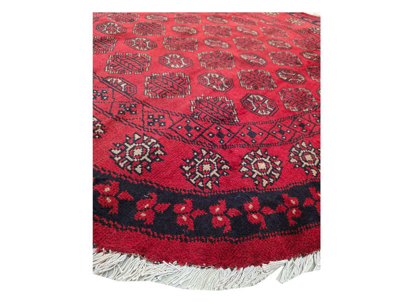 Red Afghan Handmade Round Carpet - 158 x 158 CM
