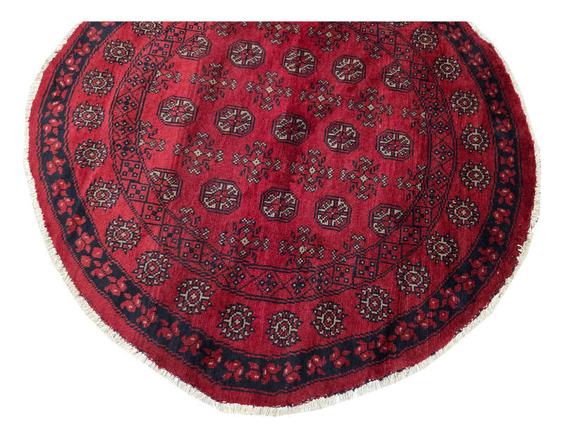 Beautiful Red Afghan Handmade Round Carpet - 145 x 143 CM
