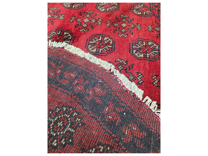 Beautiful Red Afghan Handmade Round Carpet - 145 x 143 CM
