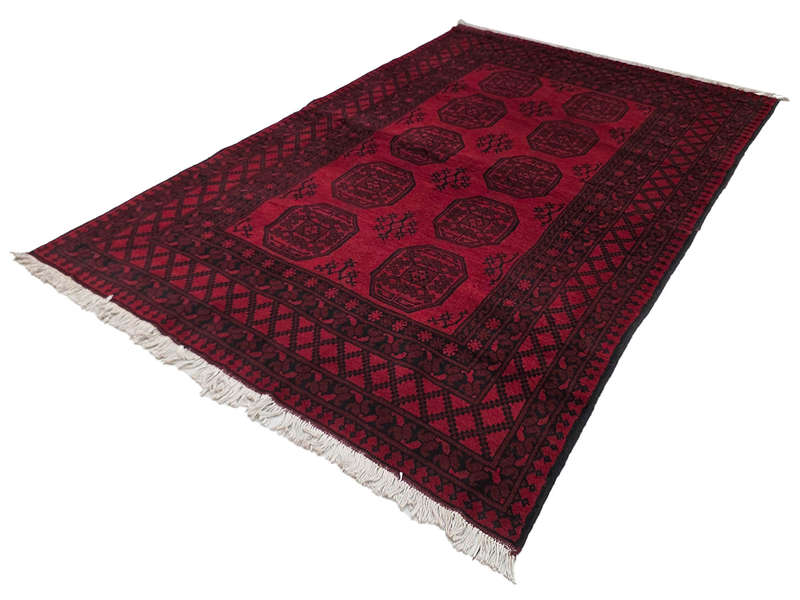 Stunning Red Afghan Handmade Carpet - 251 x 161 CM