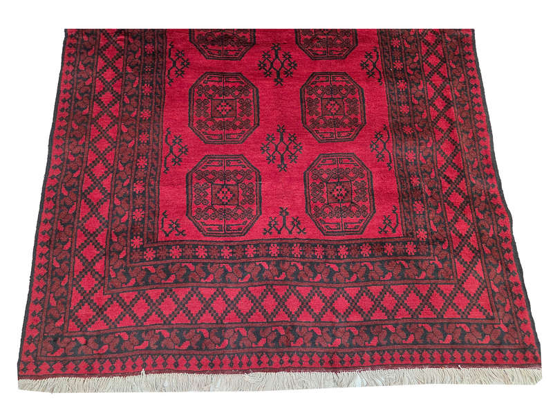 Stunning Red Afghan Handmade Carpet - 251 x 161 CM