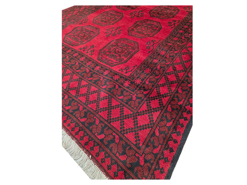 Stunning Red Afghan Handmade Carpet - 251 x 161 CM