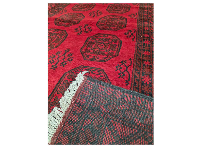 Stunning Red Afghan Handmade Carpet - 251 x 161 CM
