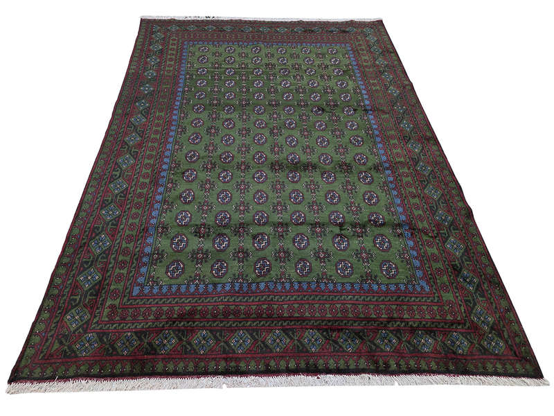 Green Afghan Kunduz Handmade Carpet - 299 x 206 CM