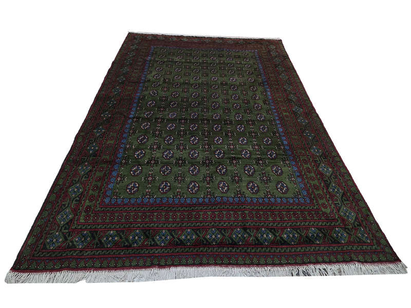 Green Afghan Kunduz Handmade Carpet - 299 x 206 CM