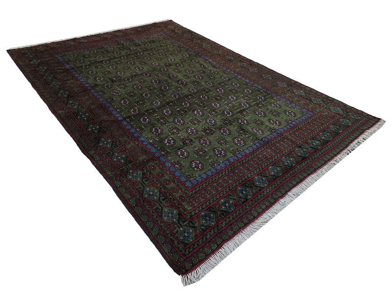 Green Afghan Kunduz Handmade Carpet - 299 x 206 CM
