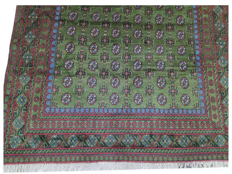 Green Afghan Kunduz Handmade Carpet - 299 x 206 CM