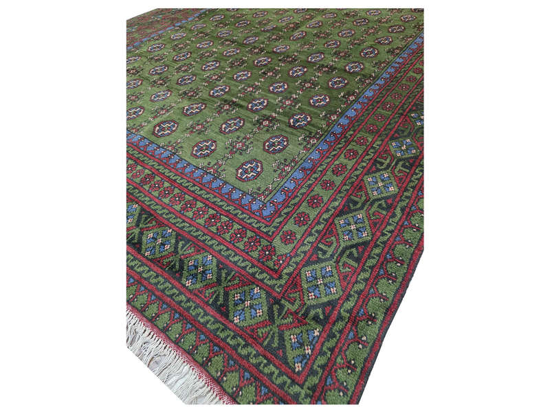 Green Afghan Kunduz Handmade Carpet - 299 x 206 CM